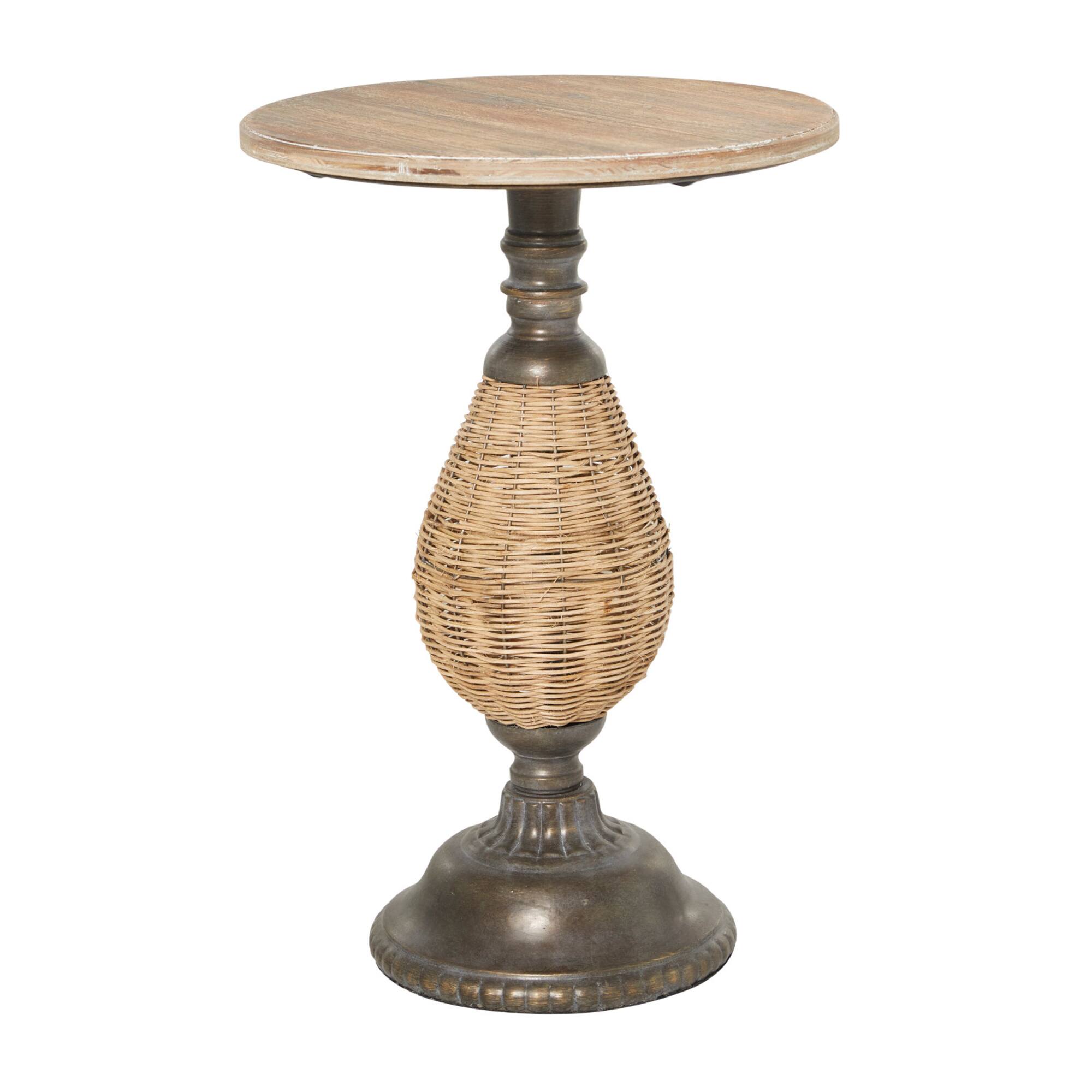 Brown Iron Farmhouse Accent Table, 22" x 15" x 15"